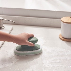 MONR Kitchen Accessory-High Water Absorption Dish Washing <strong>Sponge</strong> with Plastic <strong>Handle</strong> Cleaning Brush Useful <strong>Sponges</strong> Scouring Pads - Product Image 4