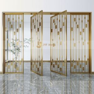 EX323 Modern Laser Cut Foldable Durable Stainless Steel 304 Restaurant <b>Screen</b> <b>Partition</b> Lobby Room Divider - Product Image 3