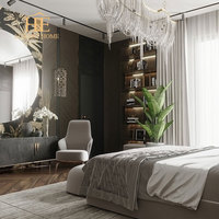 Art de luxe personnalisé usine meubles de chambre à coucher principale tissu tufté bouton lit large tête de lit haute lit double king size