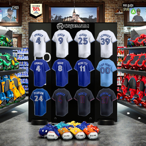 Maillots de <span class=keywords><strong>baseball</strong></span> personnalisés bleu et blanc avec logos brodés, uniformes cousus - Product Image 1