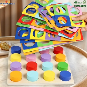 <span class=keywords><strong>Giochi</strong></span> da Tavolo Educativi Montessori per Bambini 1-<span class=keywords><strong>3</strong></span> <span class=keywords><strong>Anni</strong></span>, Giocattoli in Legno per l'Apprendimento con Puzzle di Abbinamento Colori - Product Image 1