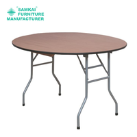 Table pliante ronde pour restaurant, mariage, banquet, événements extérieurs, en bois et métal, SK-ZDZ-F001, pas cher et de qualité.