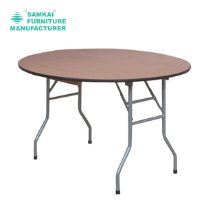 Mesa plegable de <span class=keywords><strong>metal</strong></span> de madera para eventos al aire libre, mesa plegable redonda para banquetes de catering para bodas y restaurantes, barato, caliente, a la venta, a la venta, al aire libre, a la venta al por mayor - Product Image 3