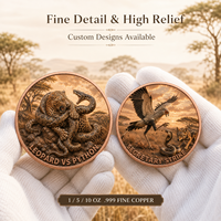 Pièce de monnaie en cuivre pur 999 de 5 oz, thème faune africaine premium, colorée, haute relief, impression UV antique moderne, aventure en pleine nature