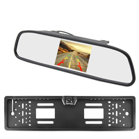 Moniteur de rétroviseur de voiture LCD 5,0 pouces avec cadre de plaque d'immatriculation européenne et caméra de recul infrarouge - Caméra de recul pour véhicule