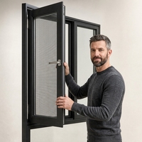Fenêtre à battant en aluminium à rupture de pont thermique série 80, combinaison fixe, double vitrage, écoénergétique, pour bâtiment moderne