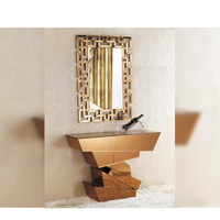 Vente en gros Table de Console de meubles de maison avec miroir Tables de Console de diamant de cristal écrasé modernes