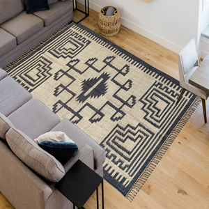 Alfombra Kilim de 3x5 pies, lana artesanal y yute, tonos tierra, 2025, alfombra lavable multidimensional de alta calidad y superventas - Product Image 2