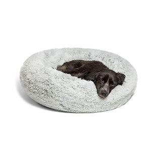 Cojín grande personalizado para mascotas, cama de lujo en forma de donut con piel sintética y fibra, sofá lavable para perros y gatos con estilo clásico de dibujos animados - Product Image 4