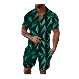 2024 Latest Custom Size Logo <b>Men's</b> Outerwear Set 100% Cotton Velour Woven Embroidered Streetwear Shirt <b>Shorts</b> Best Price Summer - Product Image 3