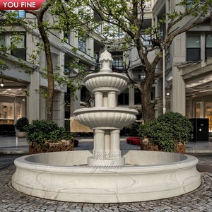 YOUFINE Fuente de Cuatro Niveles de Mármol Blanco Tallada a Mano Personalizada para Entrada Circular de <span class=keywords><strong>Gran</strong></span> Propiedad - Product Image 3