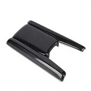 Pour Honda Civic 10ème génération 2016-2021, panneau de rangement texturé noir brillant, garniture en fibre de carbone, couvercle de boîte d'accoudoir central - Product Image 1