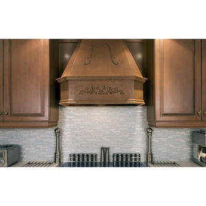 Apliques de Madera Tallados Decorativos, Esquinas Grabadas sin Pintar, con Centro de Hoja Verde Grande y Volutas, Forma de Flor - Product Image 3