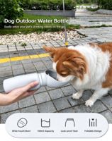 Bouteille d'eau portable pour chien, bouteille d'eau de voyage pour animaux de compagnie, pliable, anti-fuite, utilisable d'une seule main, distributeur d'eau pour chiot de 550 ml