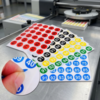 Autocollant rond en papier numérique adhésif imperméable Lambin de 2-3 pouces avec numéro de série de 1 à 50 pour étiquette de numéro de poste de travail