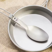 Ensemble de couverts portables pliables en titane : cuillère, fourchette, couteau, baguettes – Qualité supérieure, sans danger pour les aliments, ultraléger, écologique, utilitaire urbain