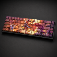Ensemble de touches de clavier mécanique pour jeux vidéo, personnalisées, anime fantasy, 68 touches, PBT, sublimation par transfert, impression latérale, profil OEM