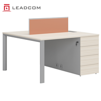 Bureau modulaire commercial LEADCOM avec pieds en acier, pour 4 personnes, face à face, avec armoire, pour bureau, OEM ODM