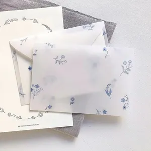 Envelope de papel transparente Glassine para cartão de presente, pacote de cartão de convite transparente, novo design personalizado