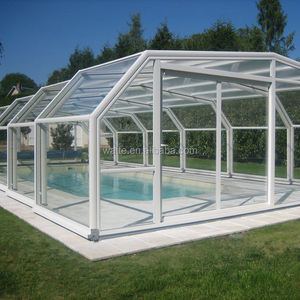 Serre de jardin électrique rétractable moderne pour l'hiver, couverture rigide pour piscine coulissante électrique au sol - Product Image 6