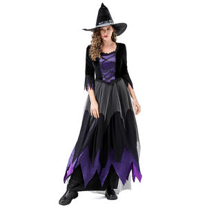 Disfraz de Bruja de Halloween, Vestido Negro y Morado de <span class=keywords><strong>Vampiro</strong></span>, Disfraz de Bruja Mágica para Fiesta de Carnaval, Disfraz de Cosplay para Mujer - Product Image 2