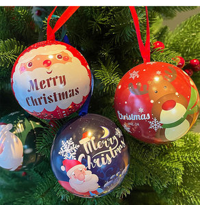 Hot <b>Christmas</b> Decorations Tinplate Round Ball With Ribbon Metal Container Candy Jar Promotional Gift Custom <b>Christmas</b> Tin Ball - Product Image 4