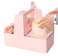 Boîte à fleurs portable emballage boîte à gâteaux transparente 4 "boîte à desserts saint valentin en gros