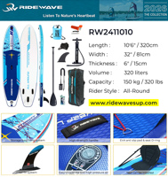 RIDEWAVE Planche de paddle gonflable en gros SUP ODM OEM Planche de SUP portable Écologique pour la personnalisation Paddleboarding