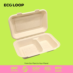 Nhà máy trực tiếp mía phân hủy sinh học ăn trưa một mảnh hộp compostable thực phẩm bã mía <span class=keywords><strong>container</strong></span> thực phẩm dùng một lần liên hệ với an toàn - Product Image 2