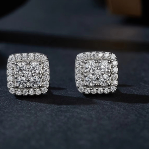 Aivenchy, joyería chapada en rodio, pendientes finos de moissanita VVS, pendientes de tuerca de plata de ley S925 con diamante cultivado en laboratorio para mujer - Product Image 1