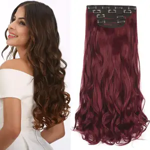 Extension de cheveux sans couture en fibre de halo invisible bouclés et ondulés ODM OEM Longs postiches synthétiques Perruques en U pour femmes