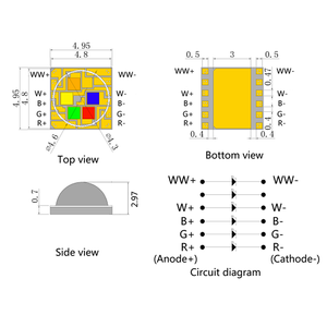 Làm cho loại mới SMD gốm 5050 10W 15W công suất cao RGBW + WW 5in1 LED Diode - Product Image 3
