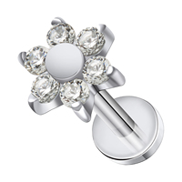 Giometal ASTM F136 anting-anting bunga kristal Titanium CZ kancing/Opal Blossom anting-anting tindik tulang rawan Helix perhiasan tubuh grosir