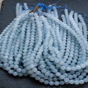 Natural Aquamarine Handmade 8mm Round Polished Gemstone Strand Loose Crystal Beads for Jewelry Making - Product Image 1