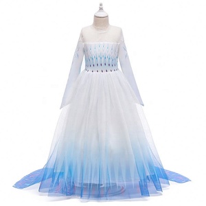 Abito da Principessa <span class=keywords><strong>Elsa</strong></span> <span class=keywords><strong>Anna</strong></span> 2 di Alta Qualità per Bambine, Vestito da Festa con Mantello Rimovibile, Personaggi dei Film - Product Image 1