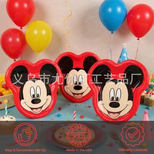 Assiettes en papier rondes <span class=keywords><strong>Mickey</strong></span> Mouse, noires et rouges, pour fêtes d'<span class=keywords><strong>anniversaire</strong></span> et célébrations - Product Image 4