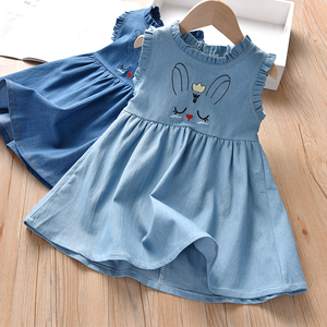 Wholesale Casual on Summer Blue Girls Denim Girls Embroidery Dress for Children From China Looking for Distributor - Product Image 4