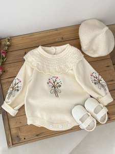 Ropa de Bebé de 0 a 3 Meses, Suéteres al por Mayor, Mamelucos Blancos Lisos de Punto, Mamelucos Afelpados para Bebé, Invierno - Product Image 5
