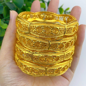 Bộ trang sức vòng tay thời trang Dubai mạ vàng 24K bán buôn, thiết kế phổ biến phong cách Ấn Độ dành cho cô dâu đám cưới Ethiopia, dành cho nữ - Product Image 5