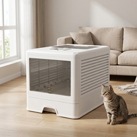 Bac à litière pour chat pliable et fermé, anti-éclaboussures, style tiroir, grande capacité, en PP