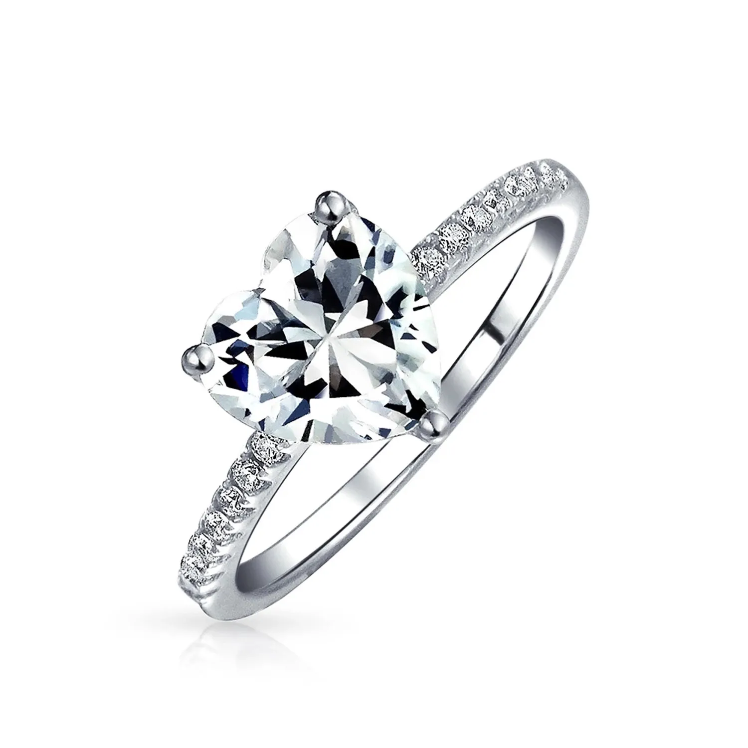 Herz niedlich Solitaire White Diamond CZ Verlobung 925 Sterling Silber Valentinstag Ring für Mädchen