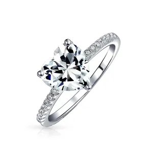 दिल प्यारा त्यागी सफेद हीरा CZ सगाई 925 स्टर्लिंग चांदी वेलेंटाइन दिवस अंगूठी लड़कियों के लिए