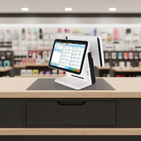 Système de point de vente tout-en-un, machine à double écran, caisse enregistreuse pour restaurant et commerce de détail, système d'exploitation Windows/Android, processeur Intel I5, garantie d'un an