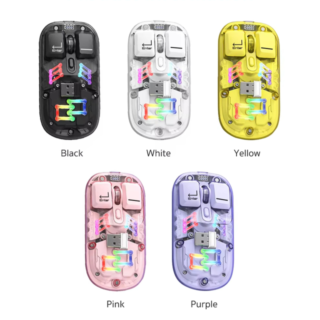 COTECi Fashion Design 12 Lighting Effects Type-C Charging Dual-Mode Connection Crystal Mouse