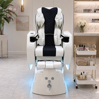 Fauteuil de pédicure électrique inclinable de luxe avec massage par airbag, pompe à jet, lumière LED et drainage automatique pour salon de manucure