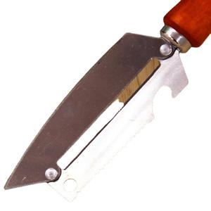 Grande râpe quatre-en-un en acier inoxydable avec manche en bois, éplucheur de pommes et de fruits multifonctionnel pour la cuisine. - Product Image 1