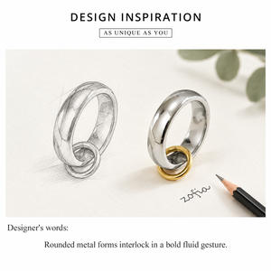 Gold and <b>Silver</b> Two-Tone Stainless Steel Interlocking <b>Ring</b> with 14K Gold Vacuum Plating - Product Image 4