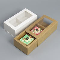Boîte à gâteau roulé carrée transparente en carton ondulé blanc recyclable, estampage à chaud quadricolore, poignée portable, personnalisable