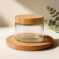Pots en verre blanc de 1 oz et 3 oz et flacons de shampoing et de lotion en plastique avec couvercles à pompe en bambou – Idéal pour la maison, le spa et les voyages