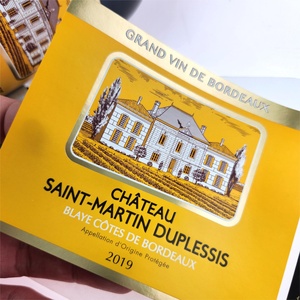 Etiquetas Adhesivas de Alta Calidad con Diseño Personalizado, Estampado Dorado, Resistentes al Agua, para Botellas de Vino Tinto - Product Image 1